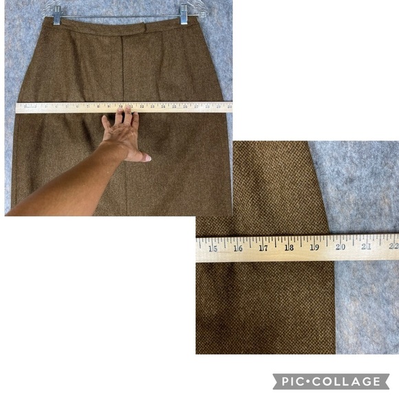 Lauren Ralph Lauren 100% Lambswool Brown Tweed Old Money Pencil Skirt - NWT 12P - Picture 12 of 13